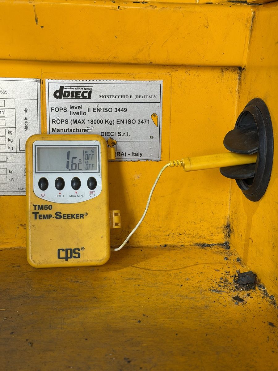 Air con test in a Dieci cab: 1.6 °C at the vent
